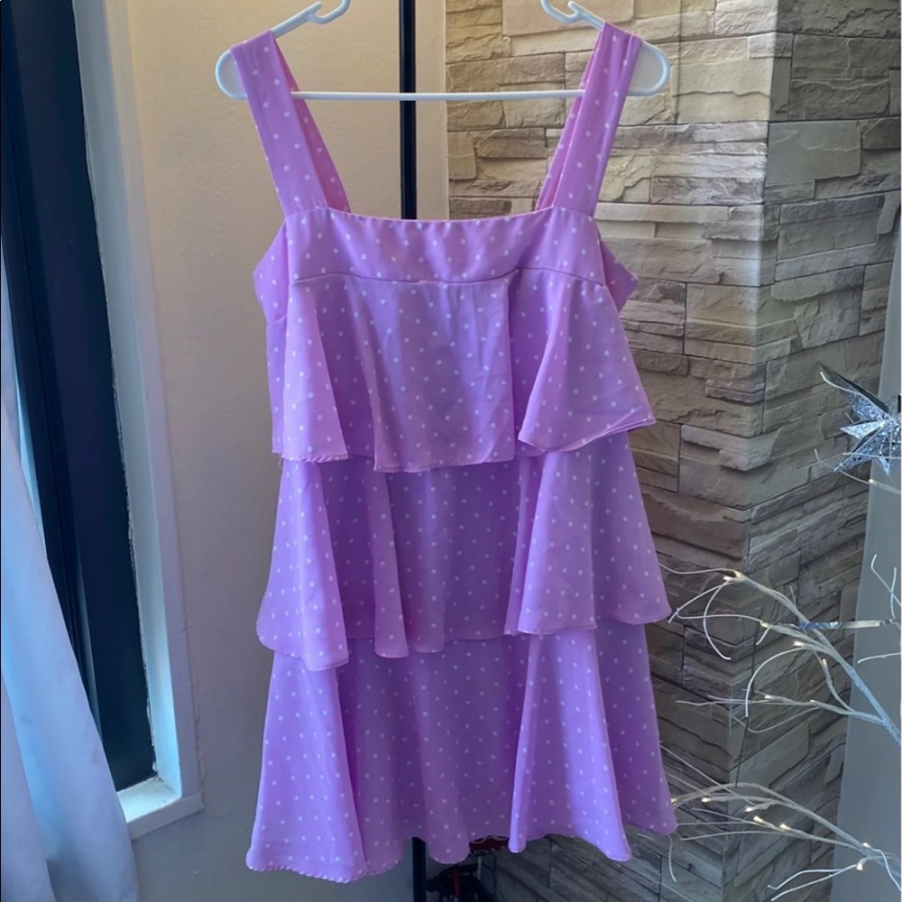 Super cute light purple/pinkish polka dot dress.